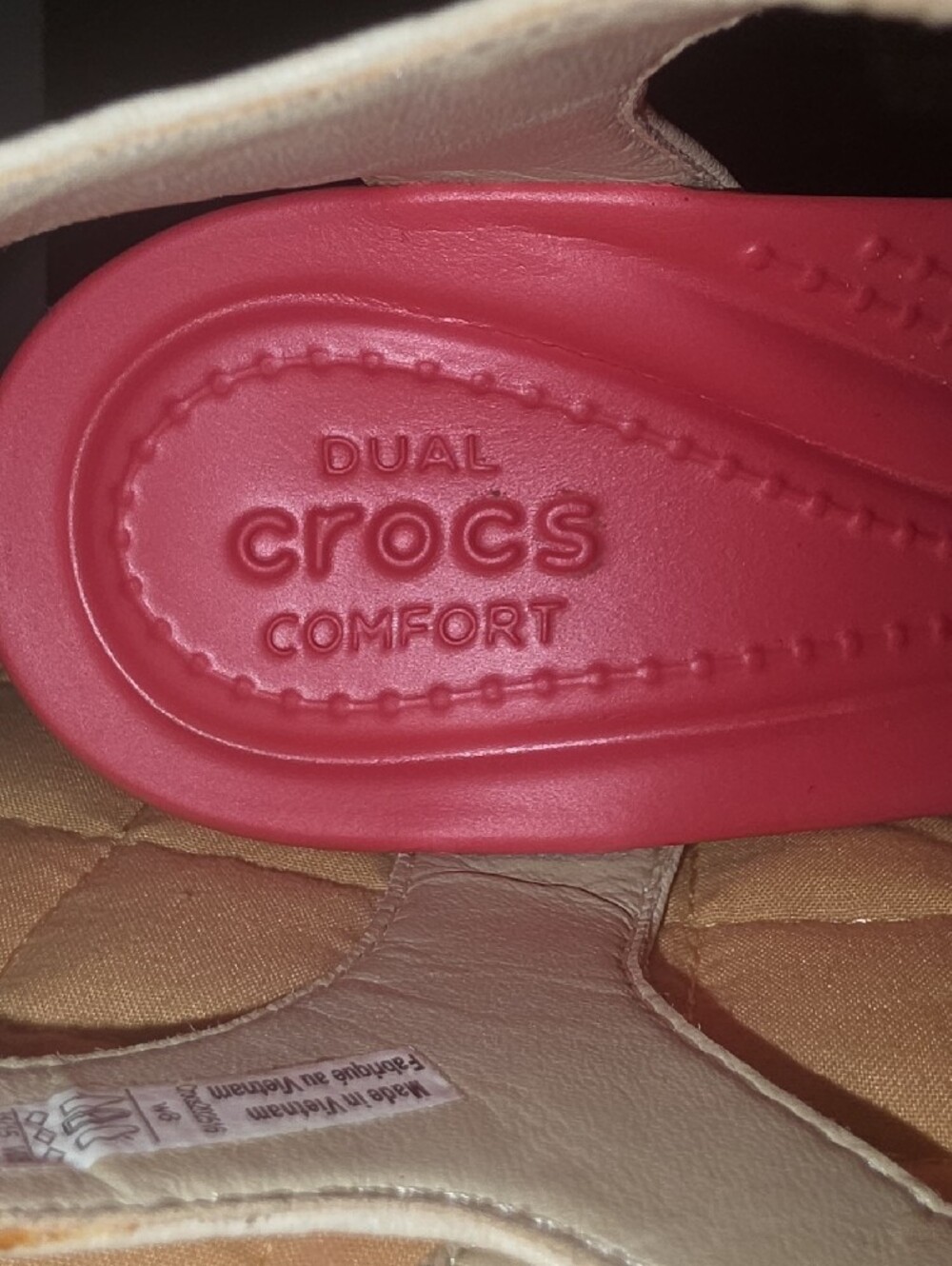 CROCS Coral Florsl Footbed Wedges with Beige Ankle Strap - Picture 3 of 9